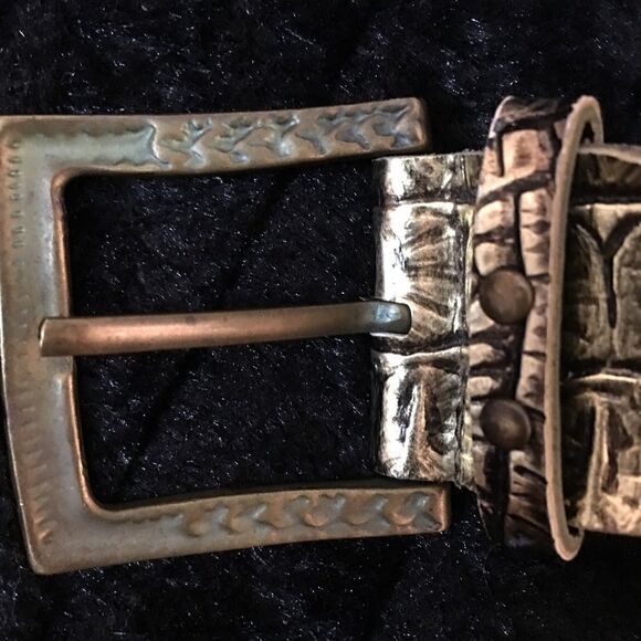 Vera Pelle Authentic Leather Metal Stone Croc Belt‎ main image 8